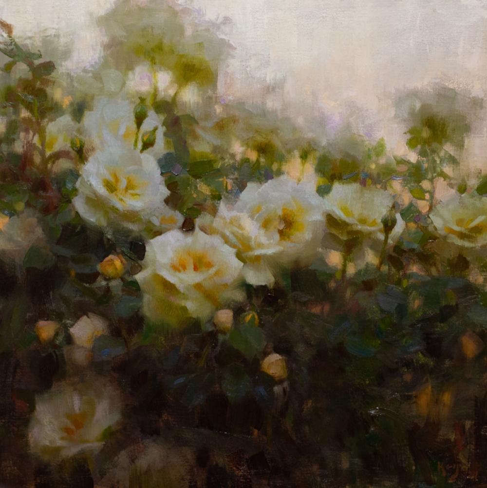 Ivory Roses at Dusk