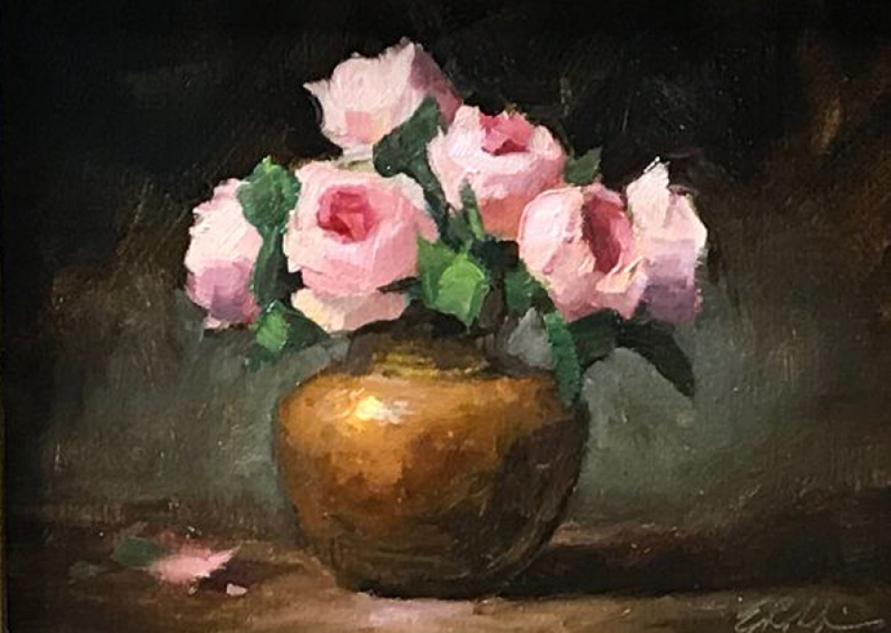 Pink Roses in Copper